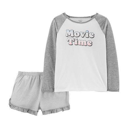 Carter's Little & Big Girls 2-pc. Shorts Pajama Set, 12 , Gray